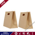 Recycled Fast Food Bread Take Away Shopping Packaging Bag Brown Kraft with Die Cut Handle